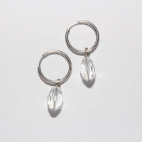 silver hoop earrings handmade clear crystal sensitive skin frienldy 