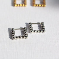 square hoop earrings silver waterproof, one touch, sensitive skin friendly Japanese design inspired