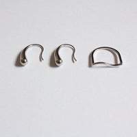 Waterproof, hypoallergenic silver teardrop earrings and wave u shaped dainty ring 