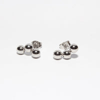 Minimalist triple ball stud earrings silver 