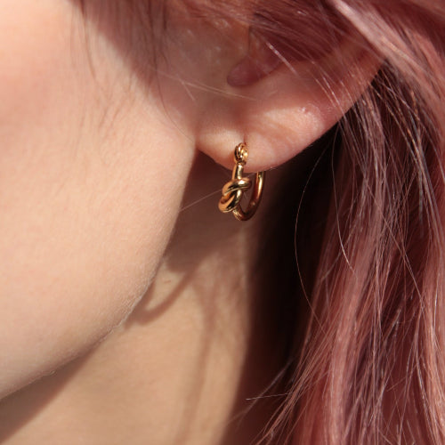 Yui knot gold  hoop  earrings for sensitive skin 