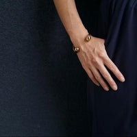 Bold Namiki drop ball statement bangle 24k gold plated made in japan for daily wear waterproof, sensitive skin friendly 