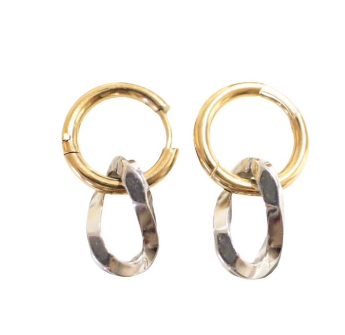 chain hoop earrings 24k gold plated silver rhodium plated for daily wear and waterproof 