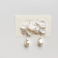 floral pearl earrings japanese handmade bridal jewellery for sensitive skin