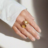 frill ring 24k gold plated bold style - waterproof for sensitive skins - stock take sale jewellery (melbourne, australia)