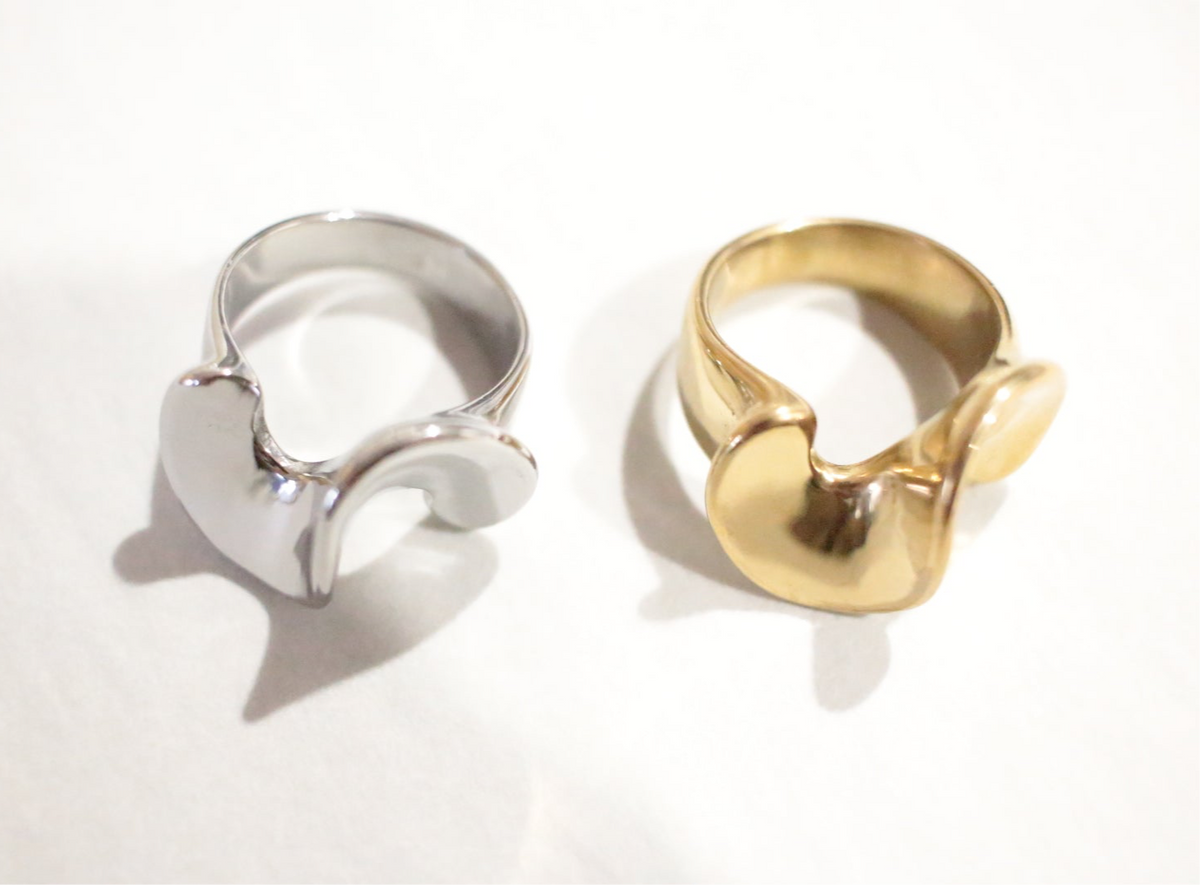 frill ring 24k gold plated bold style for daily wear and waterproof 