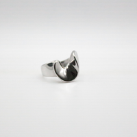 frill ring silver rhodium plated bold style for daily wear and waterproof