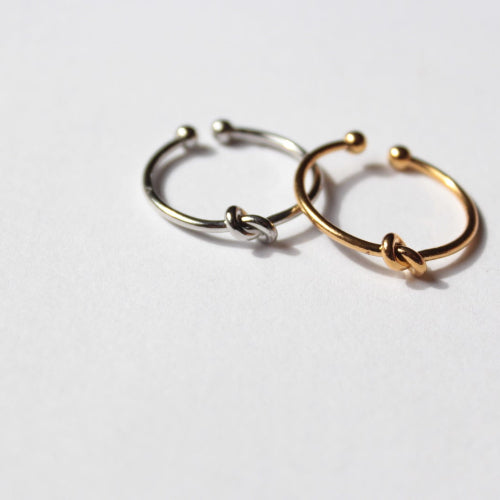gold and silver knot rings Japanese Jewellery made for mum and sensitive skin 