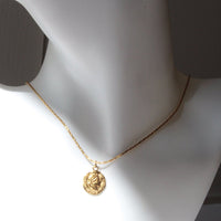 gold coin pendant necklace waterproof and sensitive skin friendly 