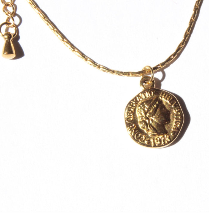 gold coin dainty necklace waterproof 