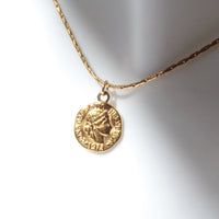 gold coin pendant necklace chain waterproof and sensitive skin friendly 