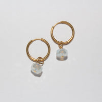 white crystal gold hoop earrings handamde 