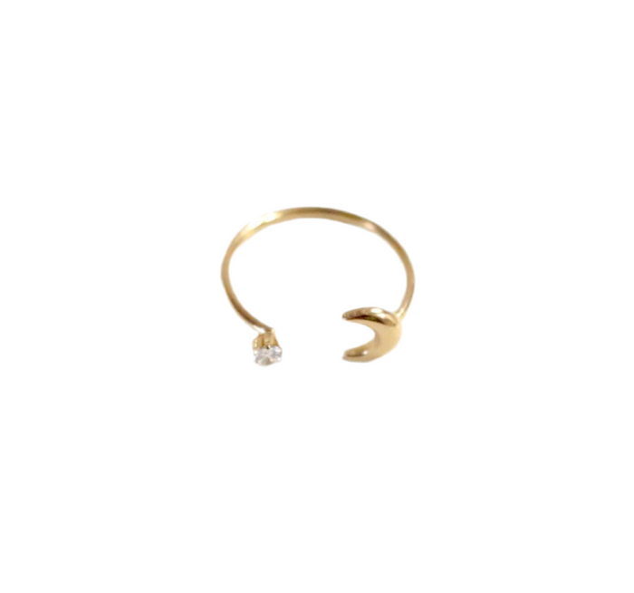 half moon ring 24k gold plated for daily wear and waterproof