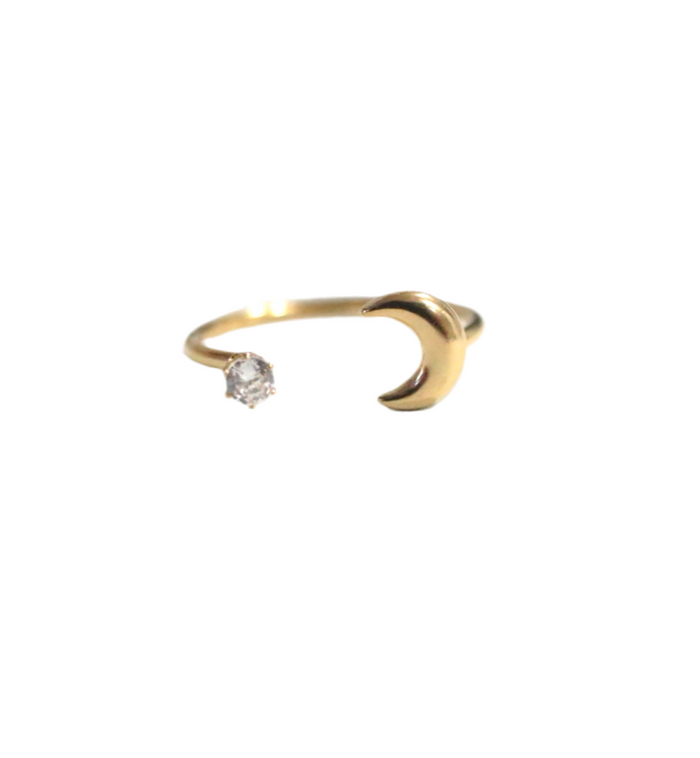 half moon ring 24k gold plated for daily wear and water proof