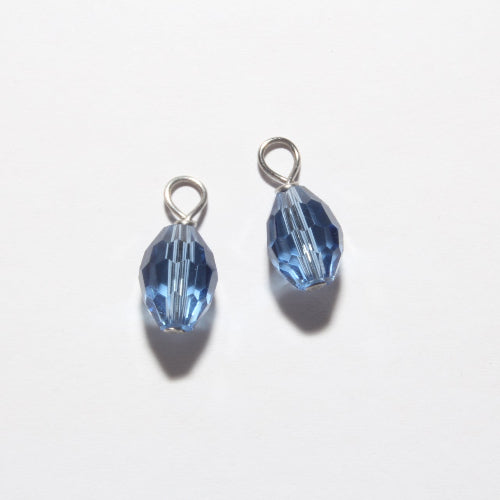 handmade blue crystal earrings silver charms 