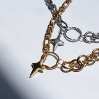 handmade statement cross gold and silver chunky necklace