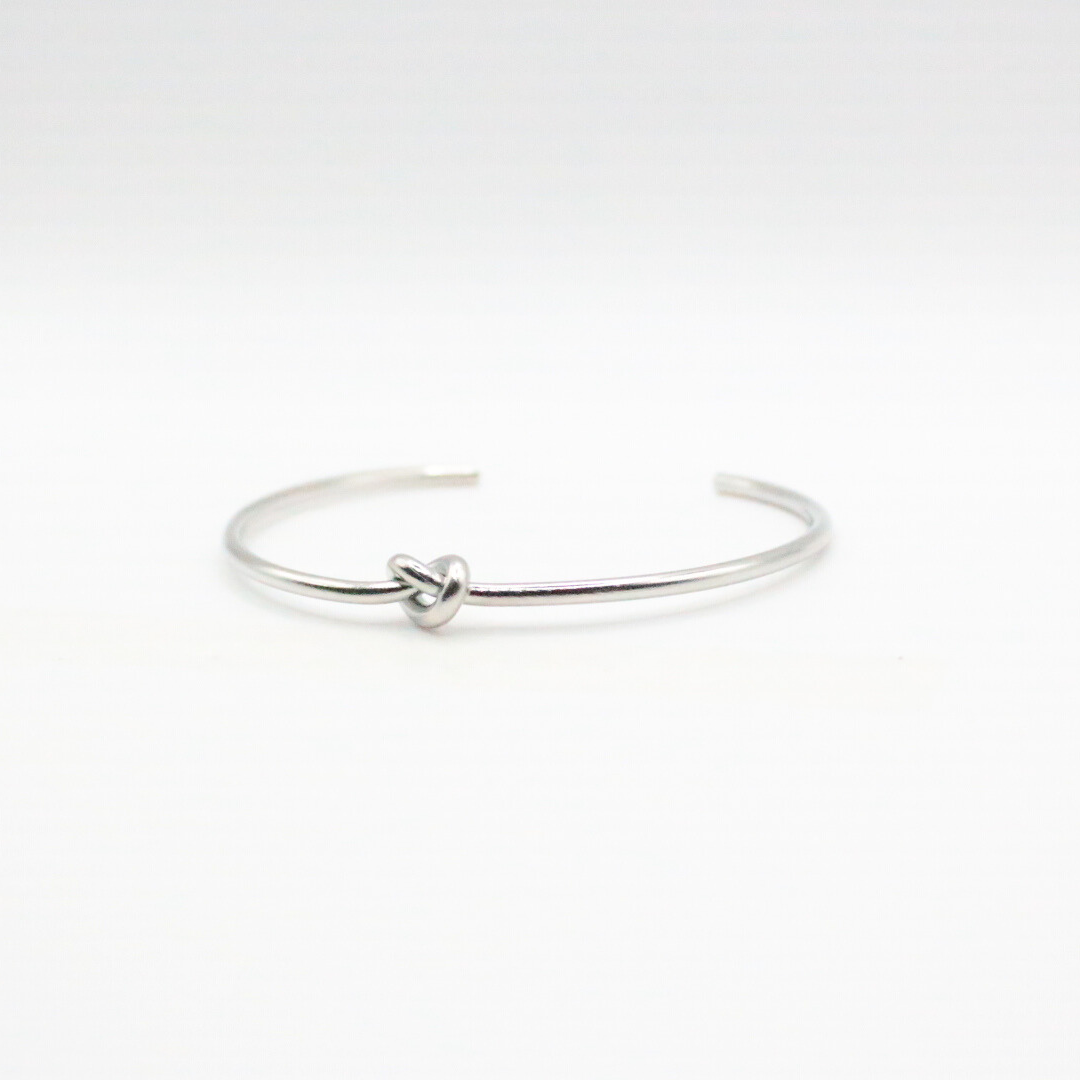 knot cuff bangle silver rhodium plated for daily wear 