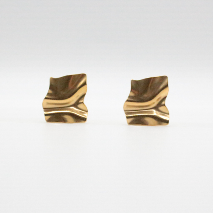 origami stud earrings 24k gold ion plated for daily wear 