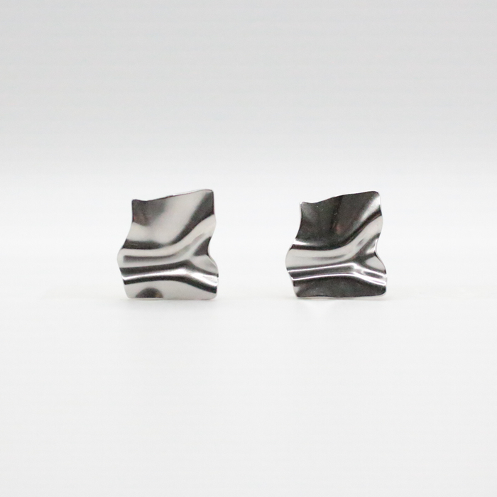 origami stud earrings silver rhodium plated for daily wear 