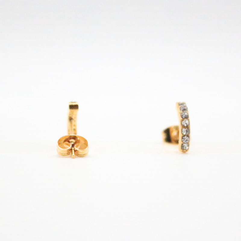 rhinestone stud earrings 24k gold ion plated for daily wear 