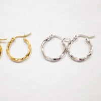 screw hoop earrings rhodium plated for daily wear 