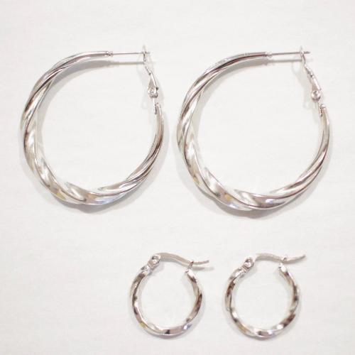 screw hoop earrings rhodium plated for daily wear 