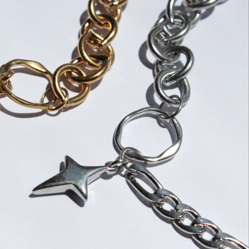 statement silver and gold chain statement necklace waterproof 