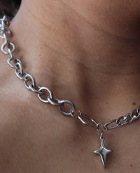 Figaro chain necklace silver with unique cross handmade 