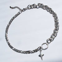 waterproof statement chunky necklace with silver cross handmade 