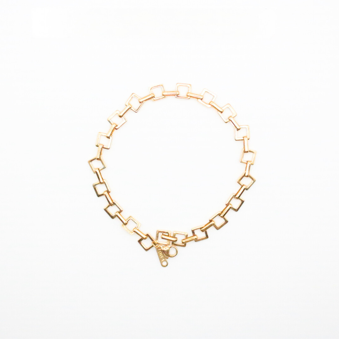 square chain bracelet 24k gold ion plated for daily wear 