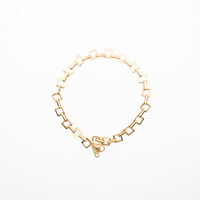 square chain bracelet 24k gold ion plated for daily wear 