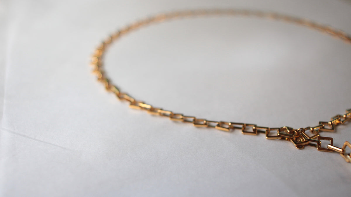 square chain necklace 24k gold ion plated for daily wear 