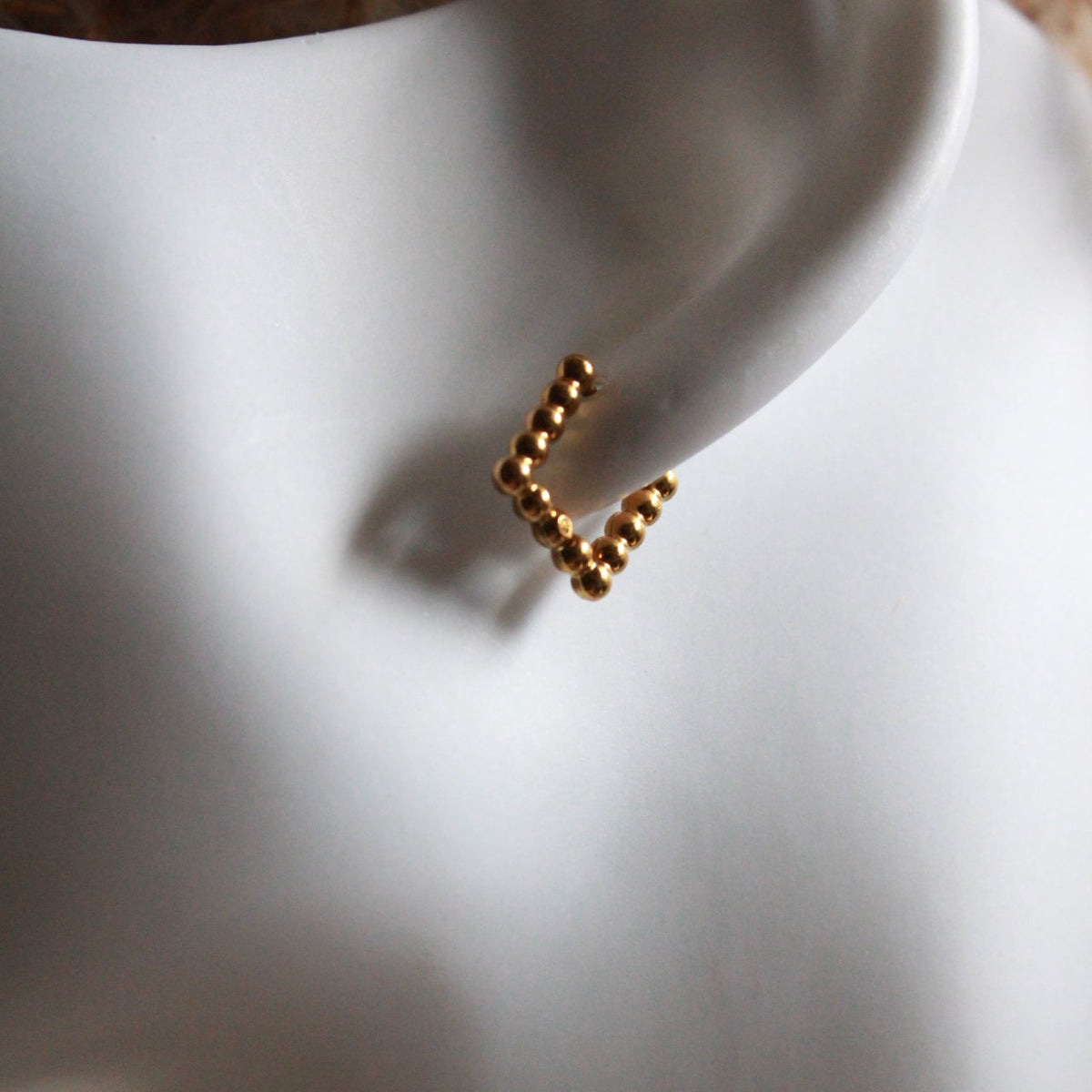 square hoop earrings gold waterproof, one touch, sensitive skin friendly Japanese design inspired