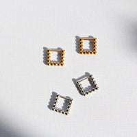 square hoop earrings silver waterproof, one touch, sensitive skin friendly Japanese design inspired