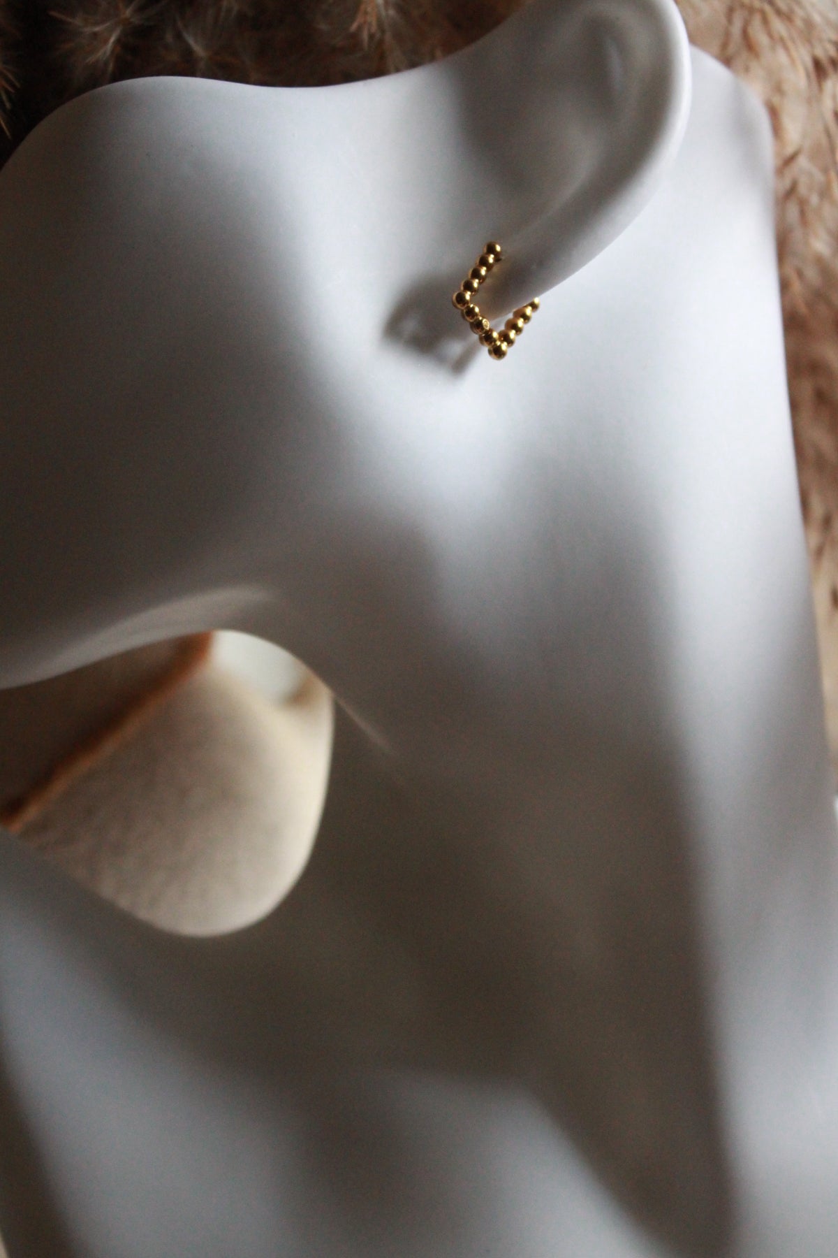 square hoop earrings gold waterproof, one touch, sensitive skin friendly Japanese design inspired
