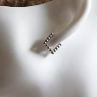 square hoop earrings silver waterproof, one touch, sensitive skin friendly Japanese design inspired