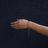stock take jewellery sale square chain bracelet 24k gold ion plated for daily wear, gift for mum.
