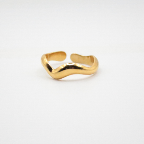 uta wave dainty 24k gold plated ring Japanese Minimalist design for holiday gift