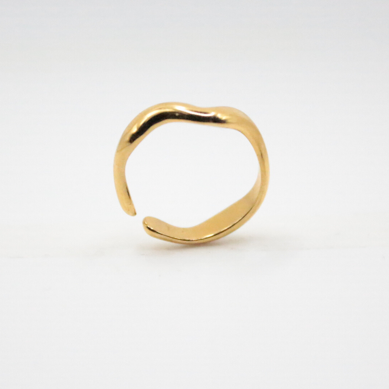 uta wave dainty 24k gold plated ring Japanese Minimalist design for daily wear and sensitive skin. waterproof