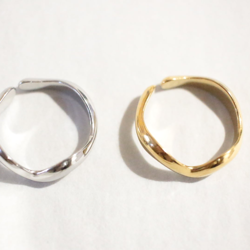 uta wave dainty 24k gold plated ring Japanese Minimalist design for daily wear and sensitive skin. waterproof