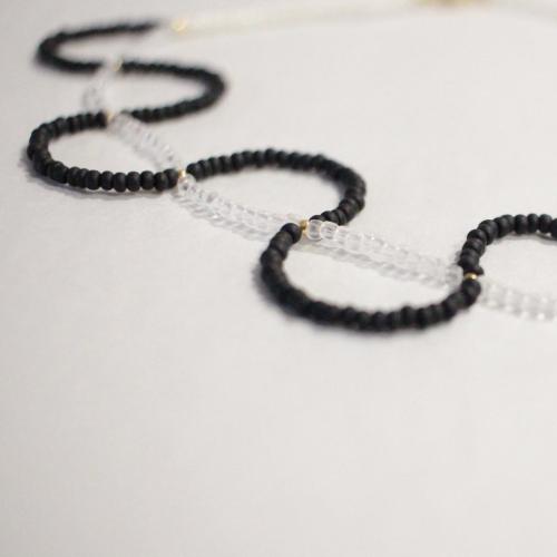 Wave beads chocker black and white Japanese handmade unique design for sensitive skin 