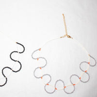 Wave beads chocker grey and white Japanese handmade unique design for sensitive skin 